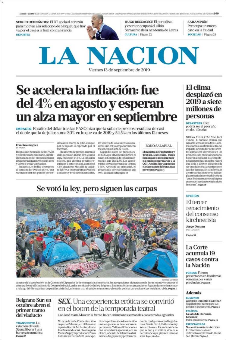 Une de Nacion 13.09.2019