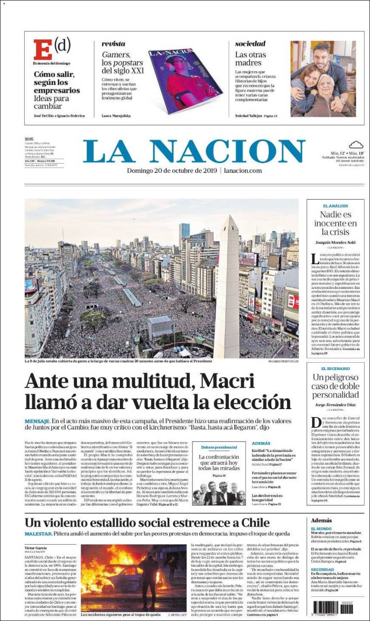 Une de Nacion 20.10.2019
