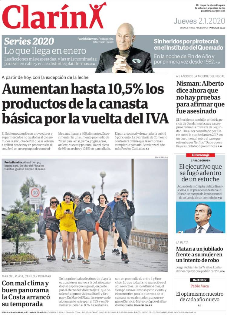 Une de Clarin 02.01.2020
