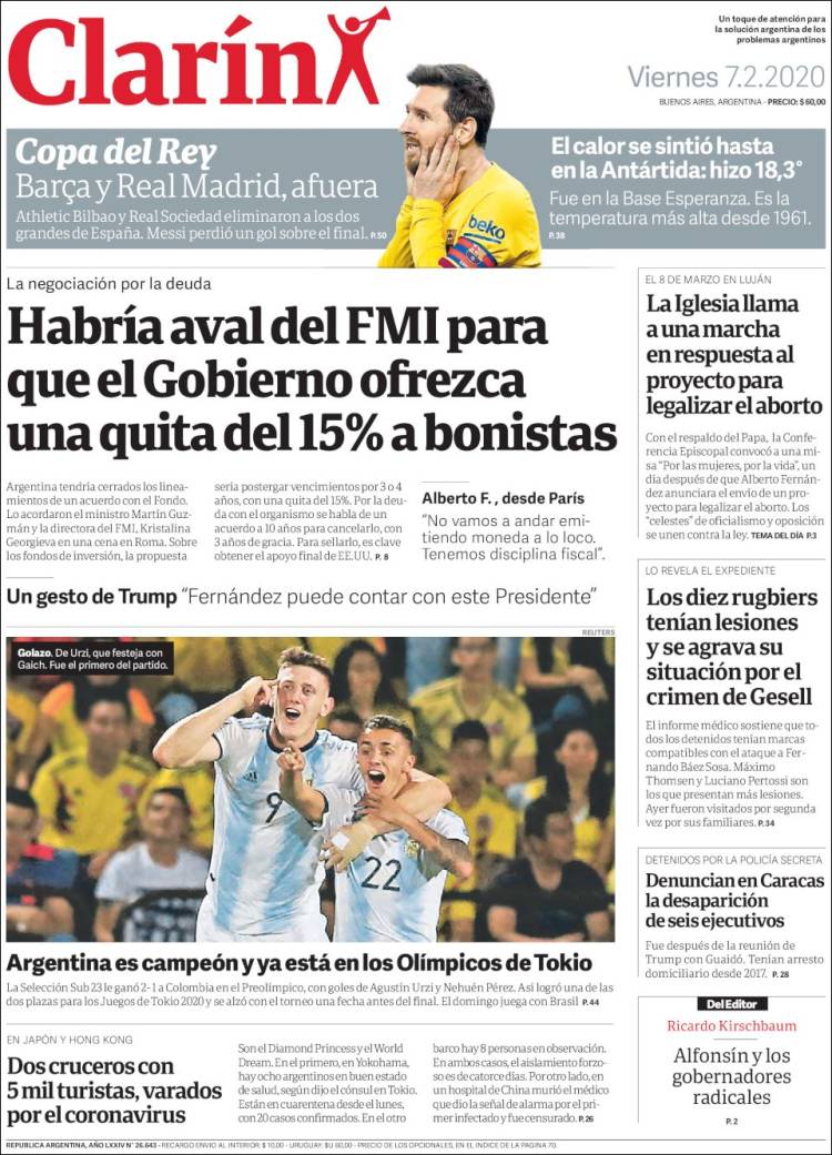 Une de Clarin 07.02.2020
