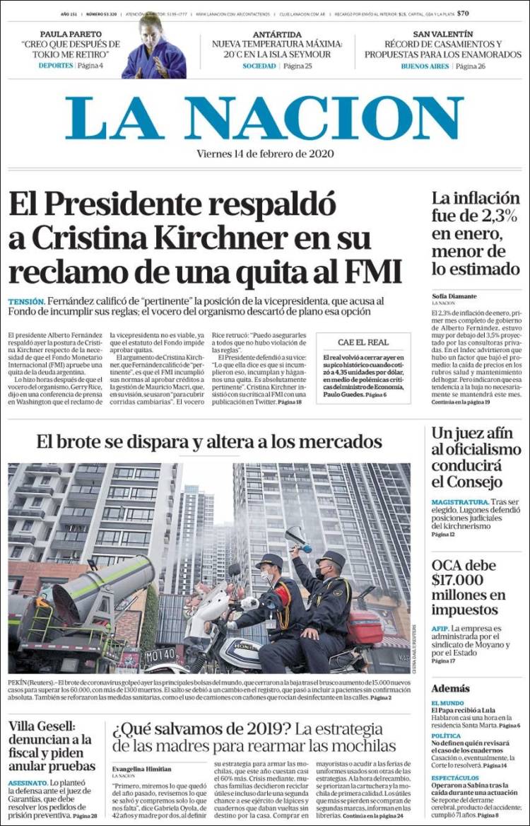 Une de Nacion 14.02.2020