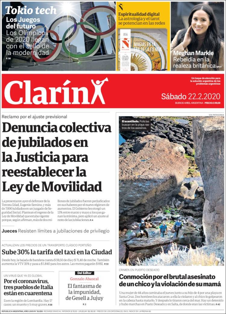 Une de Clarin 22.02.2020