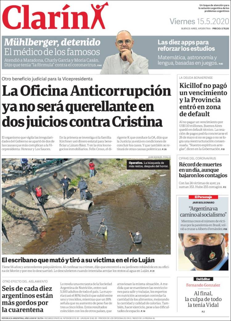 Une de Clarin 15.05.2020