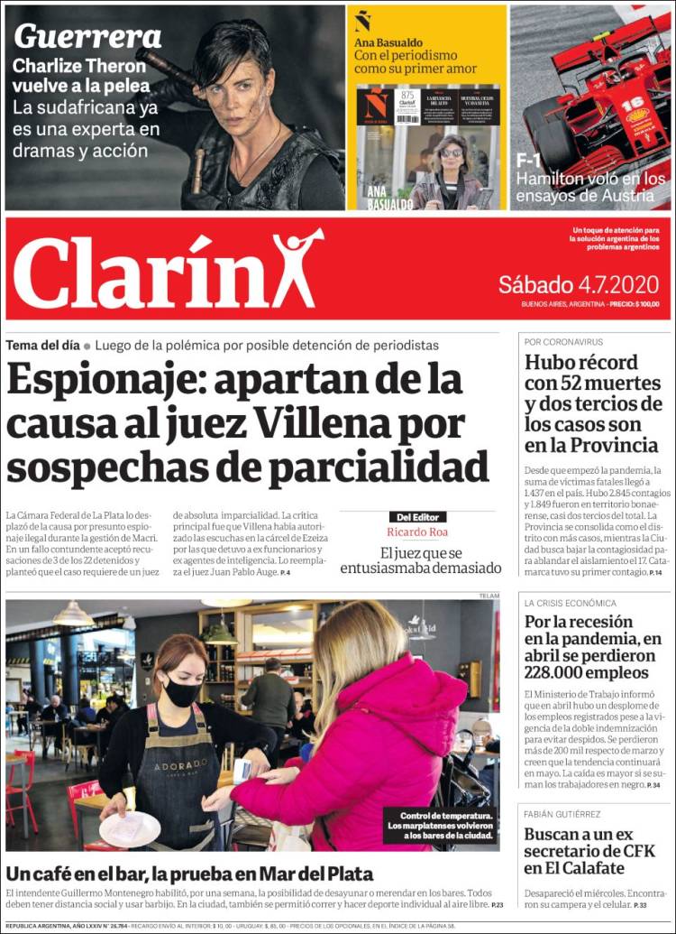 Une de Clarin 04.07.2020