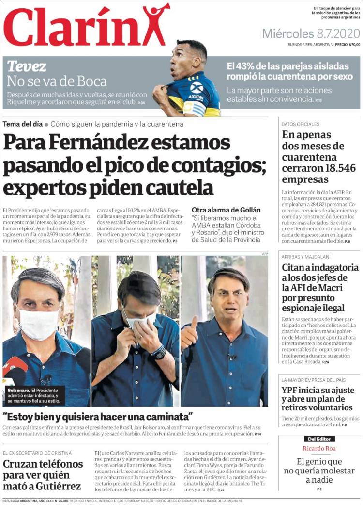 Une de Clarin 08.07.2020