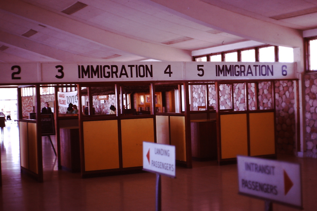 Jamaica airport immigration, 1971
