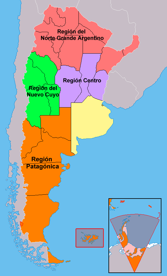 Région du Cuyo - Carte de l'Argentine